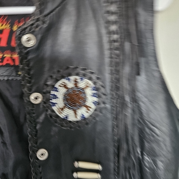 Hot Leather black leather moto fringe vest size XL - Picture 5 of 8